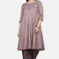 Cotton Viscose Multicolor Hand Embroidered Kurta