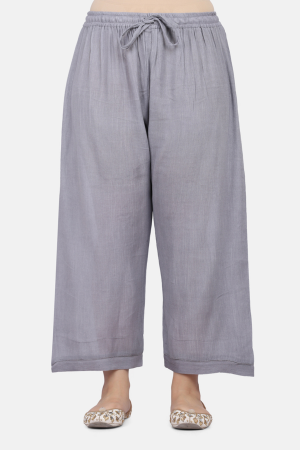 Palazzo With Fagotting On Hem (Free Size)