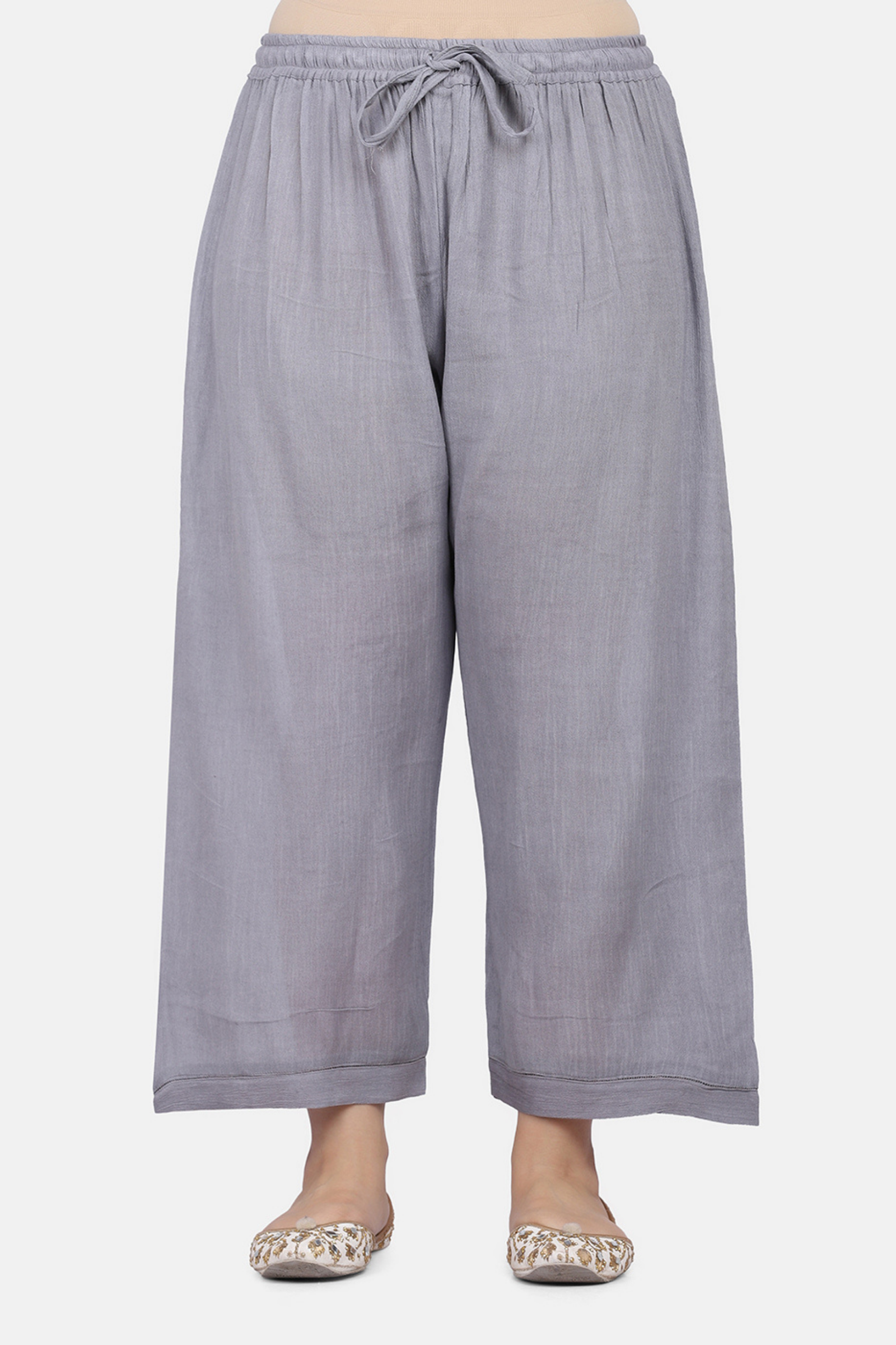 Palazzo With Fagotting On Hem (Free Size)