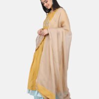 Beige Dupatta With Contrast Piping And Floral Hand Embroidery (Free Size)