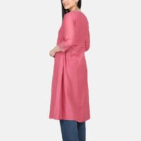 Kurta With All Hand Embroidered Cotton Silk Kurta With Lining