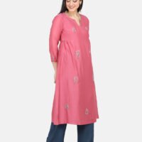 Kurta With All Hand Embroidered Cotton Silk Kurta With Lining