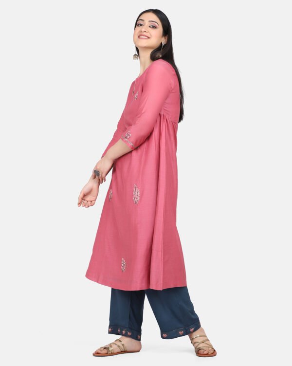 Kurta With All Hand Embroidered Cotton Silk Kurta With Lining