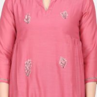 Kurta With All Hand Embroidered Cotton Silk Kurta With Lining