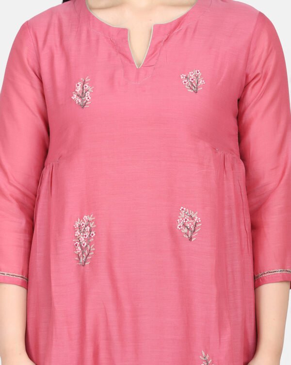 Kurta With All Hand Embroidered Cotton Silk Kurta With Lining