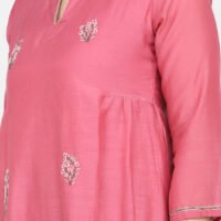 Kurta With All Hand Embroidered Cotton Silk Kurta With Lining