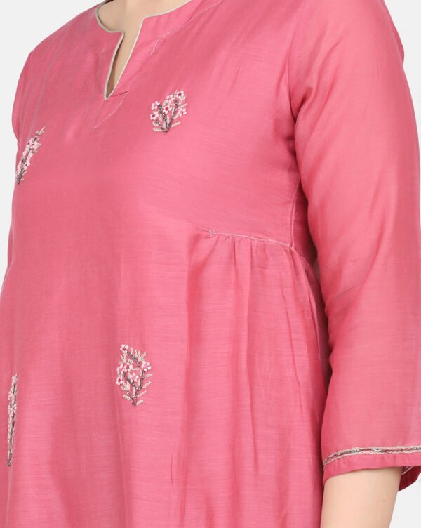 Kurta With All Hand Embroidered Cotton Silk Kurta With Lining