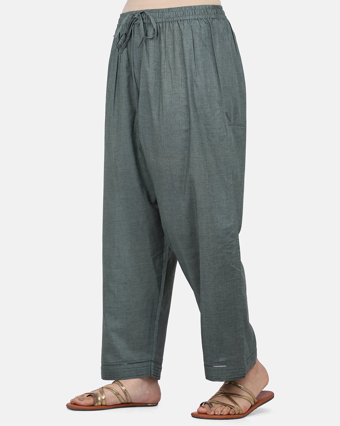 Palazzo With Fagotting On Hems (Free Size)