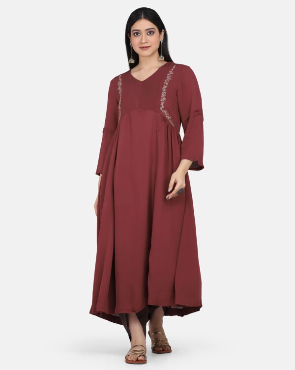 IMG_9806 Kurta With Delicate Hand Thread Embroidery And Pintucks Detailed Yoke