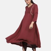 IMG_9807 Kurta With Delicate Hand Thread Embroidery And Pintucks Detailed Yoke