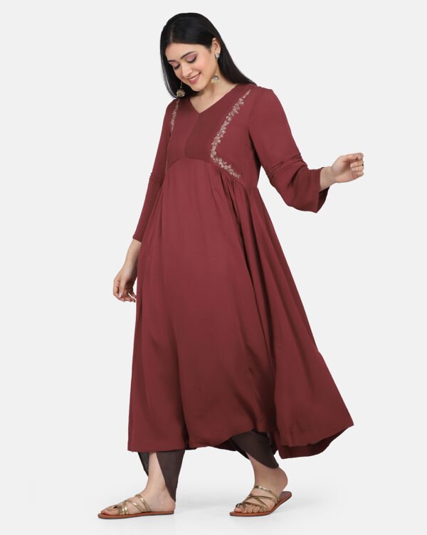 IMG_9810 Kurta With Delicate Hand Thread Embroidery And Pintucks Detailed Yoke