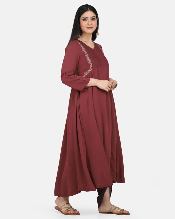 IMG_9812 Kurta With Delicate Hand Thread Embroidery And Pintucks Detailed Yoke