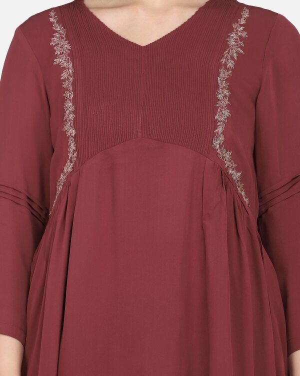 IMG_9813 Kurta With Delicate Hand Thread Embroidery And Pintucks Detailed Yoke