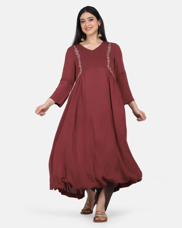 IMG_9816 Kurta With Delicate Hand Thread Embroidery And Pintucks Detailed Yoke