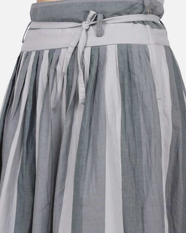 IMG_9906 Yarn Dyed Pleated Skirt With Tie Around Waist Belt (Free Size)