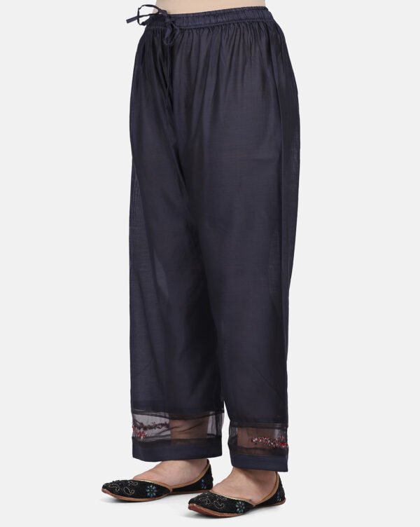 Palazzo With Mesh Detailing And Delicate Hand Embroidery (Free Size)