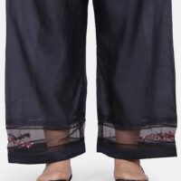 Palazzo With Mesh Detailing And Delicate Hand Embroidery (Free Size)