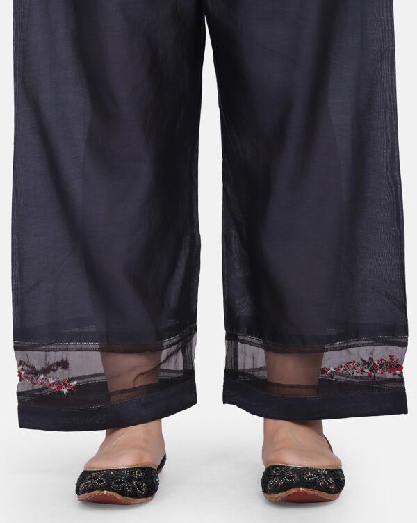 Palazzo With Mesh Detailing And Delicate Hand Embroidery (Free Size)