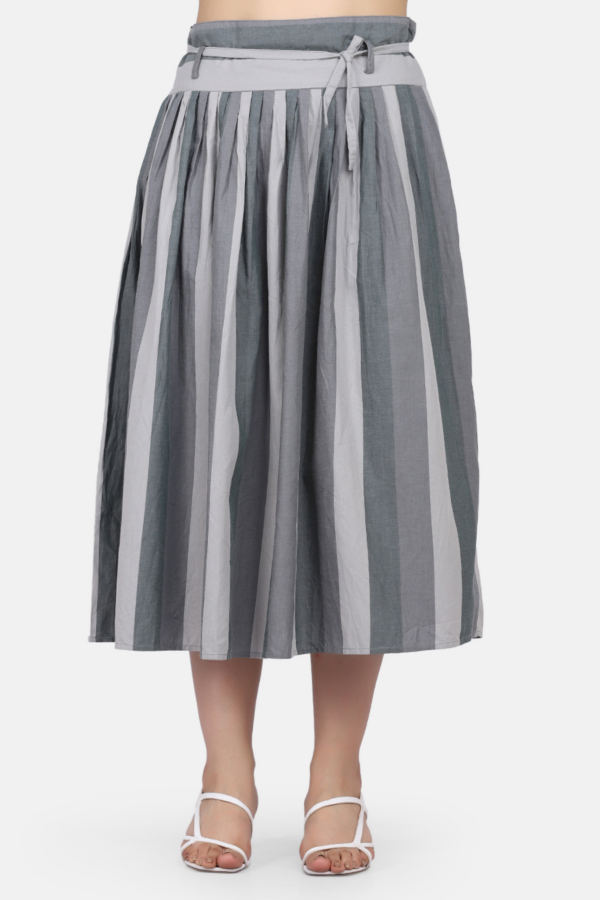 Untitled design (24) Yarn Dyed Pleated Skirt With Tie Around Waist Belt (Free Size)