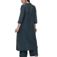 X90A7722 Cotton Silk Hand Smocked Kurta With Contrast Piping