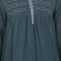 X90A7730 Cotton Silk Hand Smocked Kurta With Contrast Piping