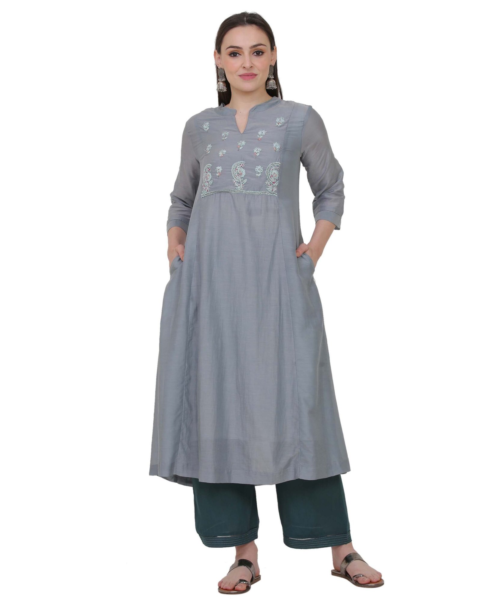 Cotton Viscose Hand Embroidered Kurta