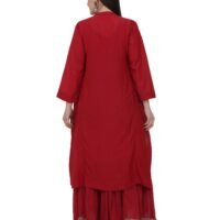Red Cotton Silk Kurta With Delicate Zardozi Hand Embroidery On Yoke