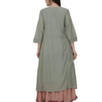 Cotton Silk Hand Thread Embroidered Kurta,Cotton Silk All Over Hand Thread Embroidered Dupatta,Cotton Dobby Crikled Skirt With Tissue Border(Set Of 3)