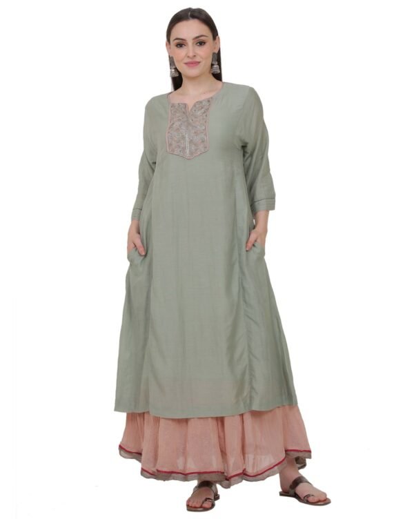 Cotton Dobby Crikled Skirt With Tissue Border (Free Size)