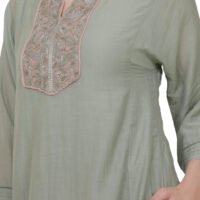 Cotton Silk Hand Thread Embroidered Kurta,Cotton Silk All Over Hand Thread Embroidered Dupatta,Cotton Dobby Crikled Skirt With Tissue Border(Set Of 3)