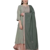 Cotton Silk All Over Hand Thread Embroidered Dupatta (Free Size)