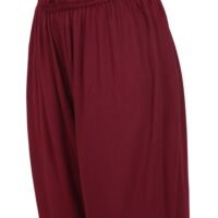Wine Red Cotton Pants With Side Pleats