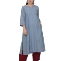 Cotton Viscose All Over Hand Embridered Kurta