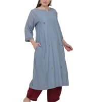 Cotton Viscose All Over Hand Embridered Kurta