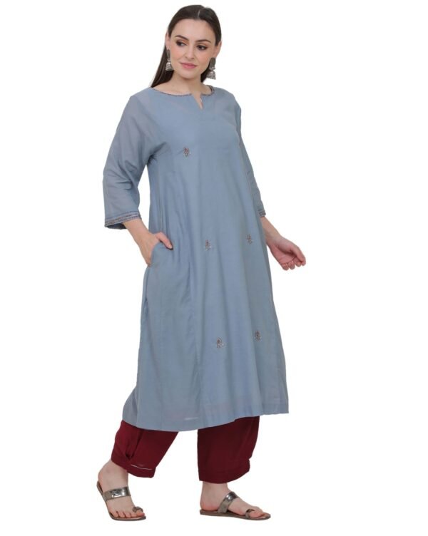Cotton Viscose All Over Hand Embridered Kurta