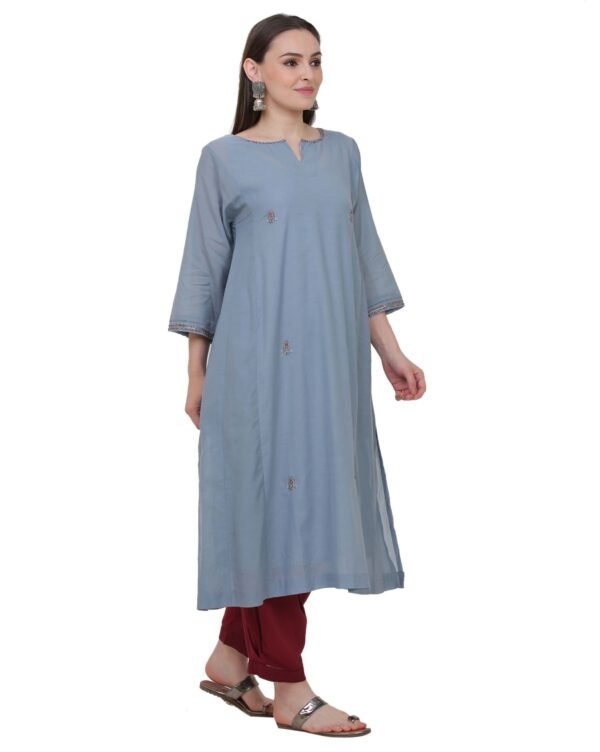 Cotton Viscose All Over Hand Embridered Kurta