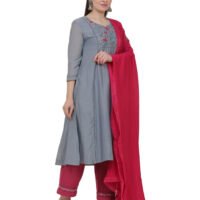Cotton Viscose Multicolor Hand Embroidered Kurta