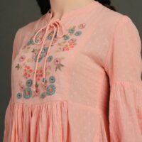 Coral Hand Embroidered Dobby Dress