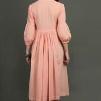 Coral Hand Embroidered Dobby Dress