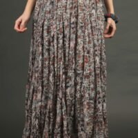 IMG_0863 Cotton Slub Printed Crinkled Skirt With Lave Detailing