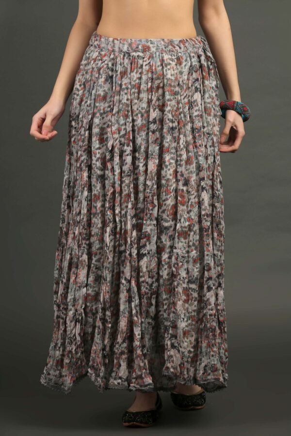 IMG_0863 Cotton Slub Printed Crinkled Skirt With Lave Detailing