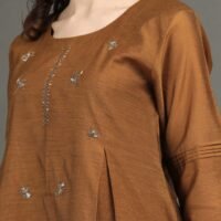 IMG_0909 Golden Chanderi Hand Embroidered Kurta