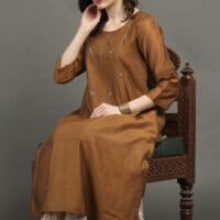 IMG_0911 Golden Chanderi Hand Embroidered Kurta