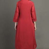 IMG_0920 Delicate Zardozi Hand Embroidered Red Cotton Silk A Line Kurta