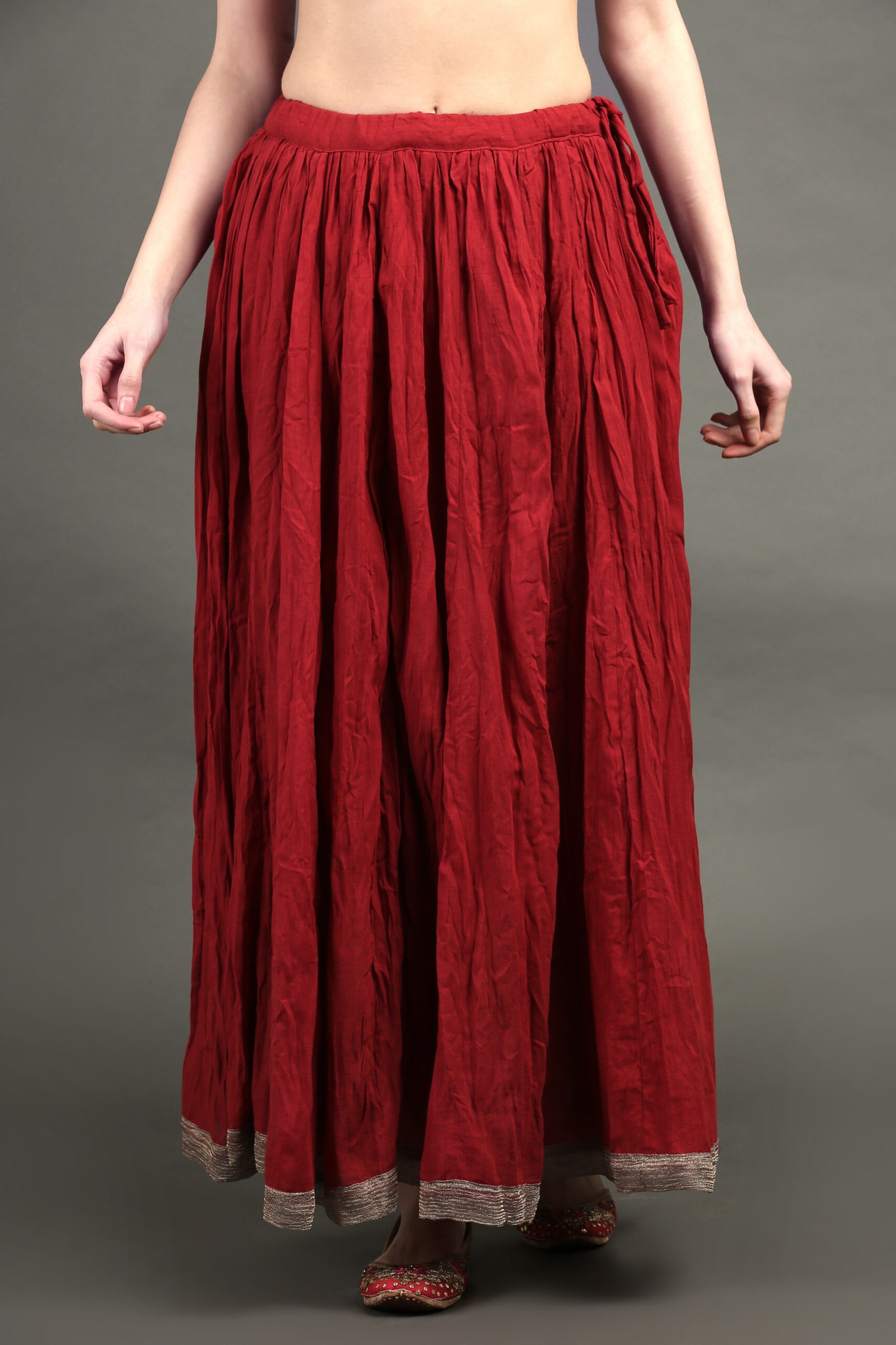 Gold Tissue Border Crinkled Mul Skirt