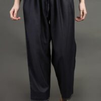 IMG_0966 Delicate Zardozi Hand Embroidered Cotton Silk Navy A Line Kurta With Gold Tissue Border Crinkled Mul Skirt And Dupatta(Set Of 3)