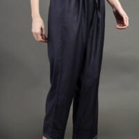 IMG_0968 Delicate Zardozi Hand Embroidered Cotton Silk Navy A Line Kurta With Gold Tissue Border Crinkled Mul Skirt And Dupatta(Set Of 3)