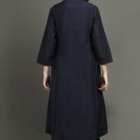 Delicate Zardozi Hand Embroidered Cotton Silk Navy A Line Kurta