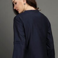 Delicate Zardozi Hand Embroidered Cotton Silk Navy A Line Kurta