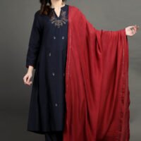 IMG_0974 Red Cotton Silk Hand Embroidered Organza Dupatta